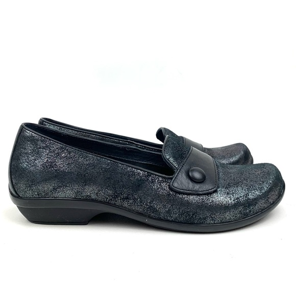 Dansko Loafers Olena Metallic Leather Comfort Slip on Flats Button Sz 40 9.5-10 - Picture 2 of 9